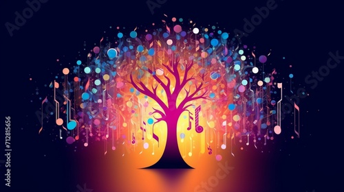 Idea music theme eco notes tree isolated poster Ai Generative