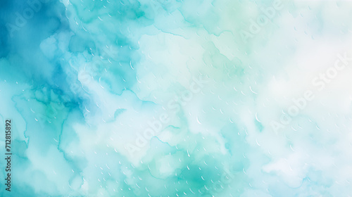 Blue winter watercolor ombre leaks and splashes texture on white watercolor paper background. Painted ice  frost and water for winter rain  snow weather travel. Graphic resource for water wave by Vita