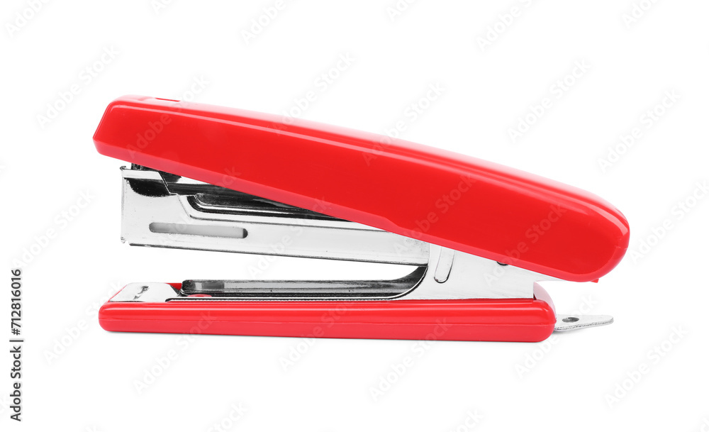 One new red stapler isolated on white One new red stapler isolated on white
