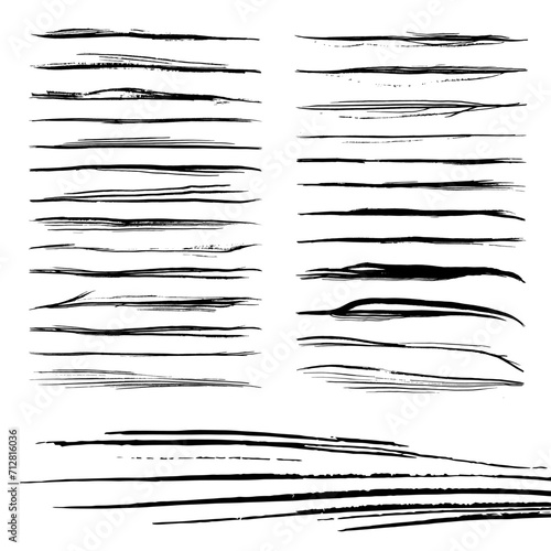 Set of brush strokes - thin lines