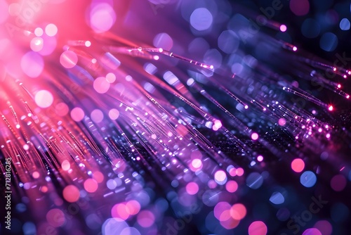 Close-up of glowing fiber optic transmission, symbolizing high-speed internet connectivity
