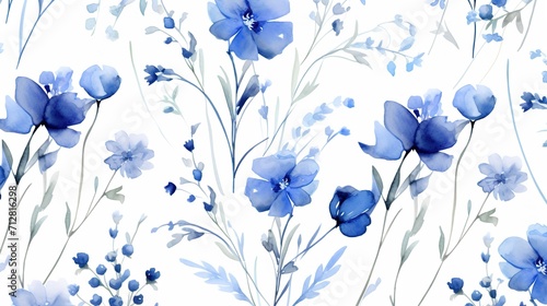 Watercolor floral_seamless pattern. Painted with love generative ai
