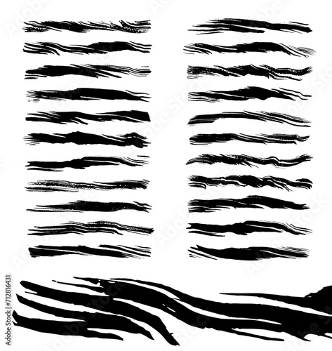 Set of twisted brush strokes