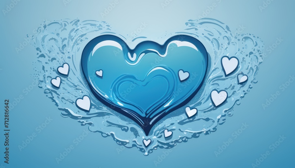 love icon water, water icon love or water shaped like love. heart and water, love with water