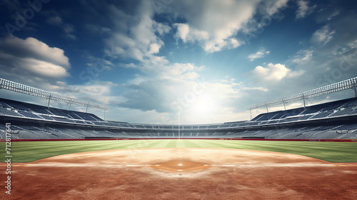 baseball field in outdoor stadium with copy space photo
