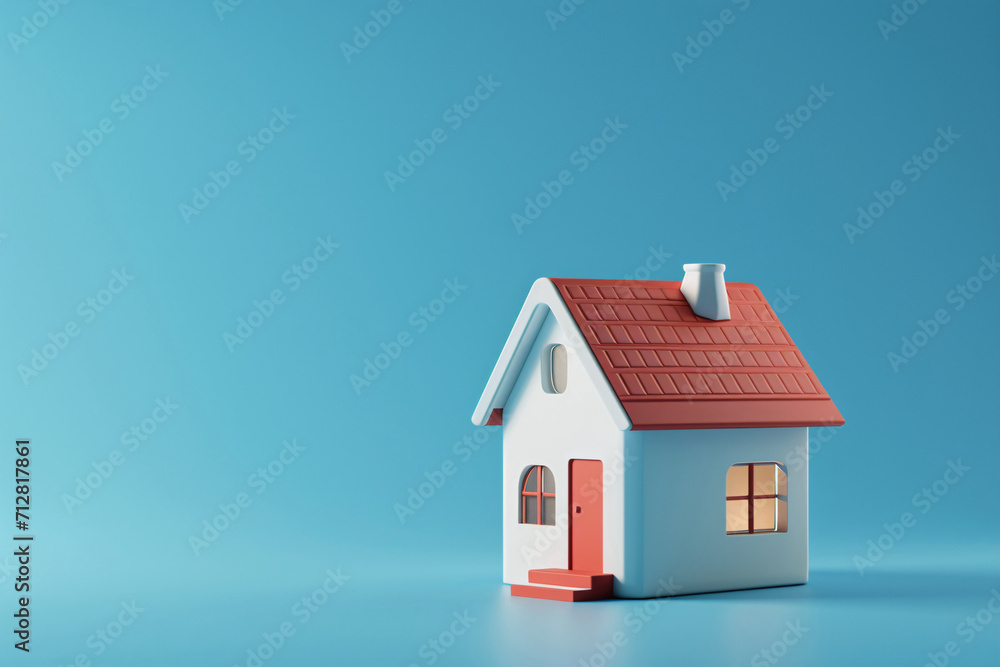 3D cartoon model house 3D rendering, real estate economy concept illustration 3D cartoon model house 3D rendering, real estate economy concept illustration