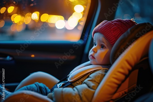 Little boy in car seat