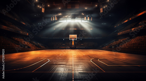professional basketball court arena background with light photo