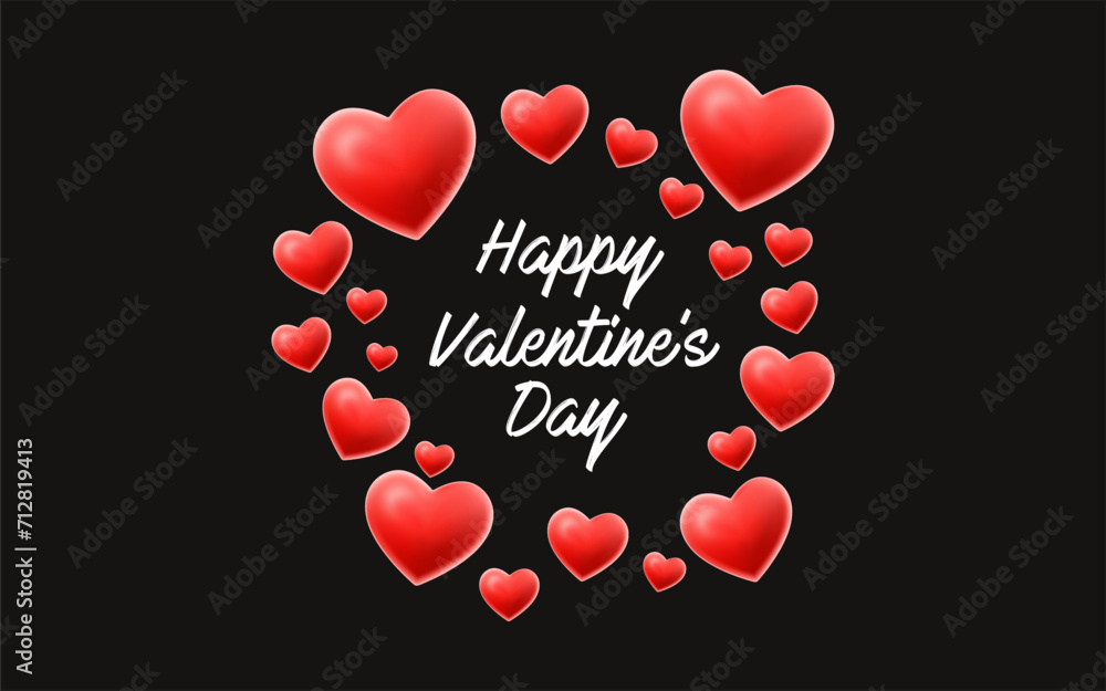 Happy Valentine Day word hand-drawn lettering with a cute heart and red color Happy Valentine Day word hand-drawn lettering with a cute heart and red color