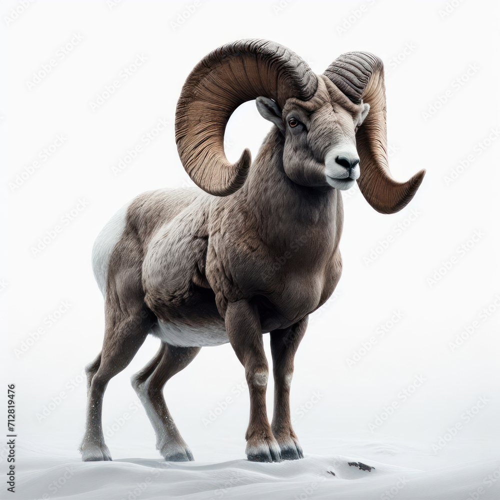 bighorn sheep, rocky sheep, Ovis canadensis, mountain mouflon, Canadian mouflon, borrego cimarrón, oveja rocosa, muflón de montaña, muflón canadiense, isolated on White background. bighorn sheep, rocky sheep, Ovis canadensis, mountain mouflon, Canadian mouflon, borrego cimarrón, oveja rocosa, muflón de montaña, muflón canadiense, isolated on White background.
