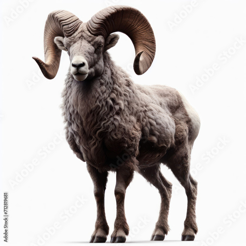 bighorn sheep, rocky sheep, Ovis canadensis, mountain mouflon, Canadian mouflon, borrego cimarrón, oveja rocosa, muflón de montaña, muflón canadiense, isolated on White background.