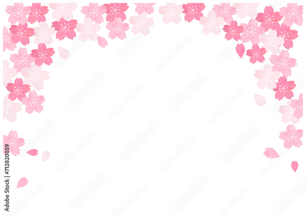 桜の花の舞う春の美しい桜フレーム背景8 桜の花の舞う春の美しい桜フレーム背景8