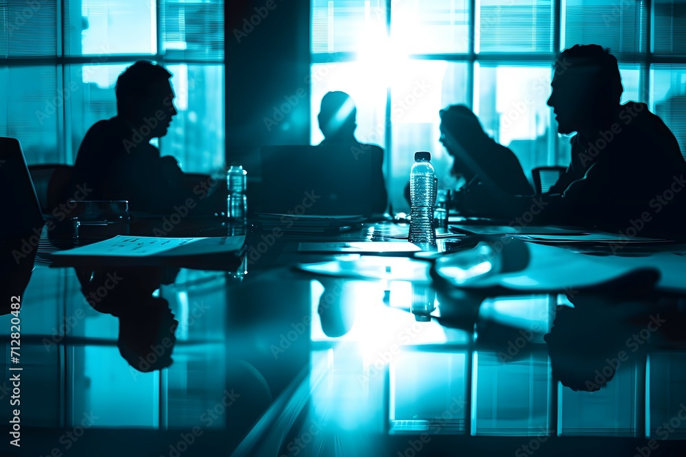 © Rax Qiu - Abstract representation of a dynamic business meeting with city reflections