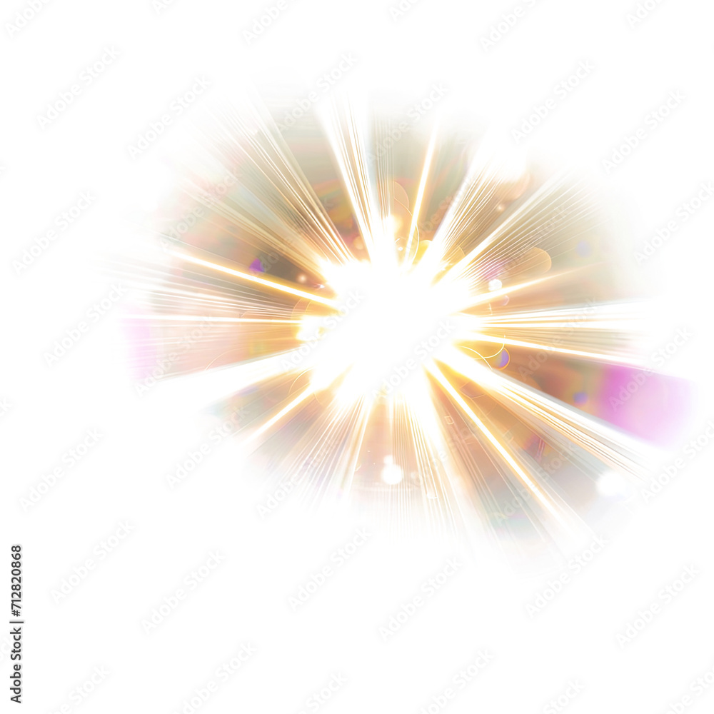 Fototapeta premium Soft pastel lens flares emerge from darkness in this abstract art piece on a transparent backdrop.