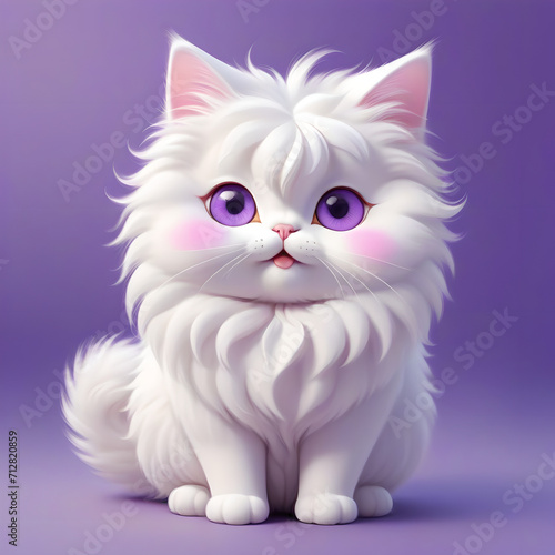 cartoon white angora cat