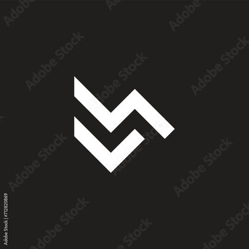 letter ml mv simple geometric line logo vector