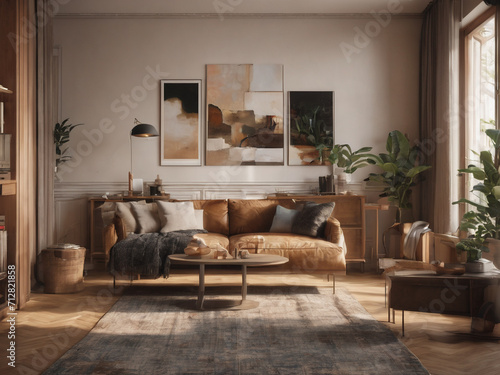 A 90s-inspired neutral-toned interior scheme - generated by ai