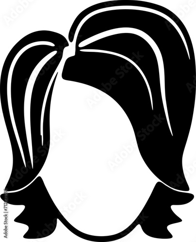 Hair silhouette icon illustration. Woman hairstyle design element.