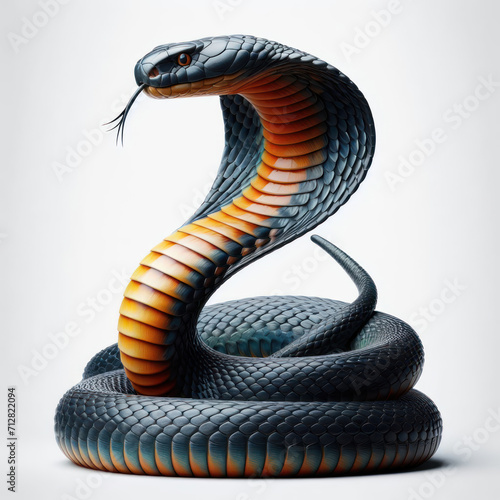 Egyptian cobra (Naja haje legionis), poisonous snake, viper, reptile, Cobra egipcia, serpiente venenosa, víbora, reptil, isolated on White background photo