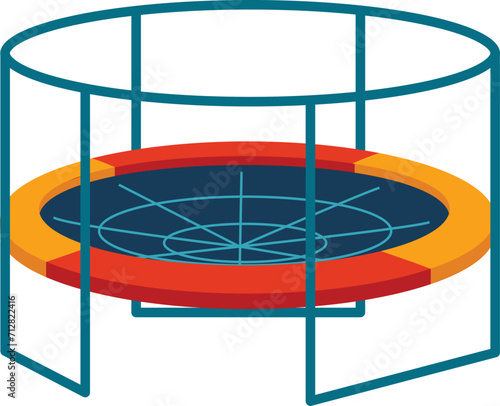 Flat design trampoline isolated on white background. Simple geometric style trampoline vector illustration.