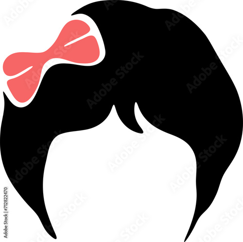 Woman hairstyle silhouette icon illustration. Female hair logo design element.