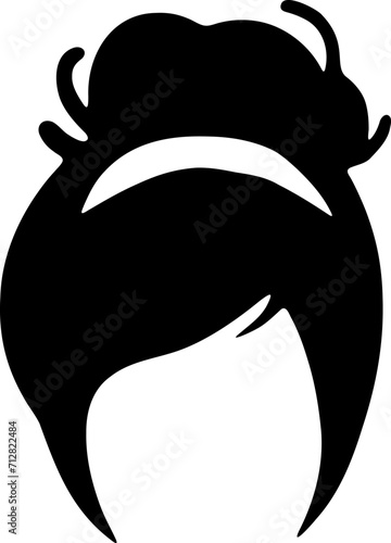 Woman hairstyle silhouette icon illustration. Female hair logo design element.