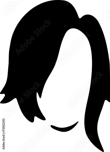 Woman hairstyle silhouette icon illustration. Female hair logo design element.