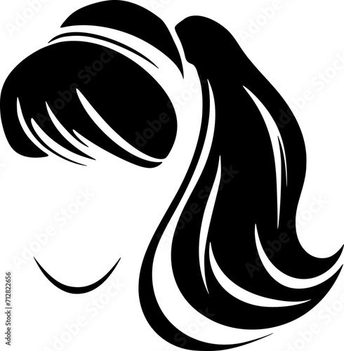 Woman hairstyle silhouette icon illustration. Female hair logo design element.