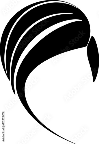 Woman hairstyle silhouette icon illustration. Female hair logo design element.
