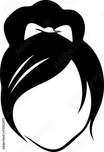 Woman hairstyle silhouette icon illustration. Female hair logo design element.
