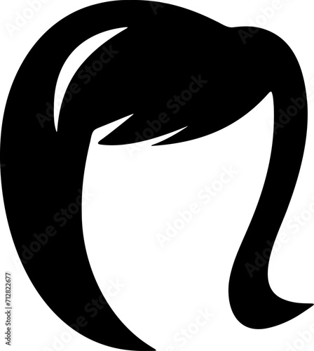 Woman hairstyle silhouette icon illustration. Female hair logo design element.
