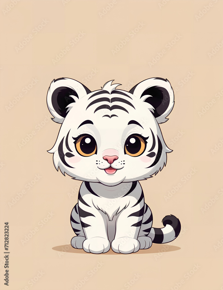 cartoon white tiger