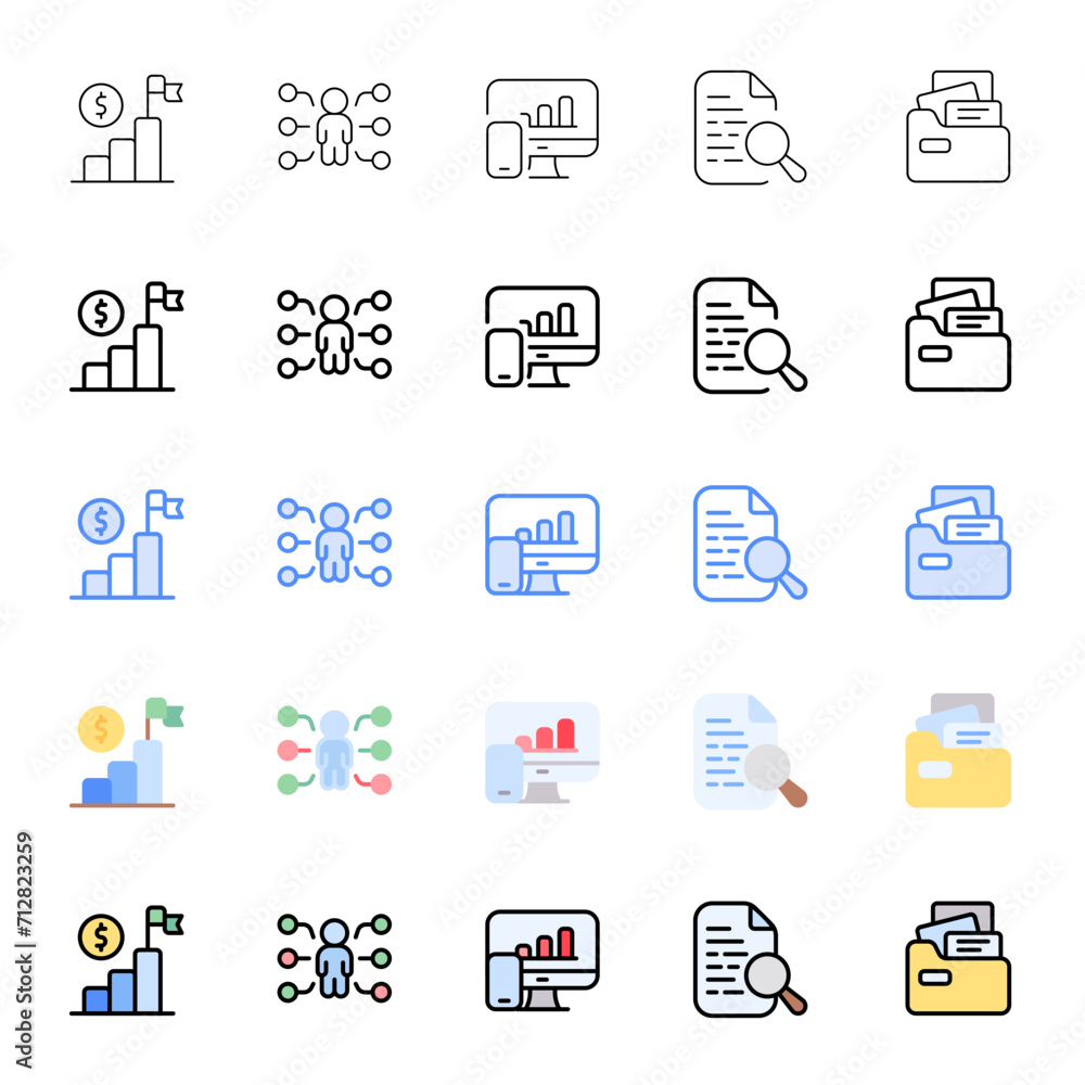 Business icons with various styles