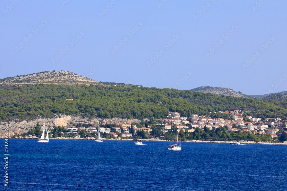 Coastal town along the Croatian islands on the Adriatic Sea 