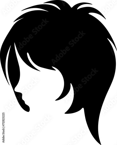 Hairstyle silhouette illustration. Woman hair design element.