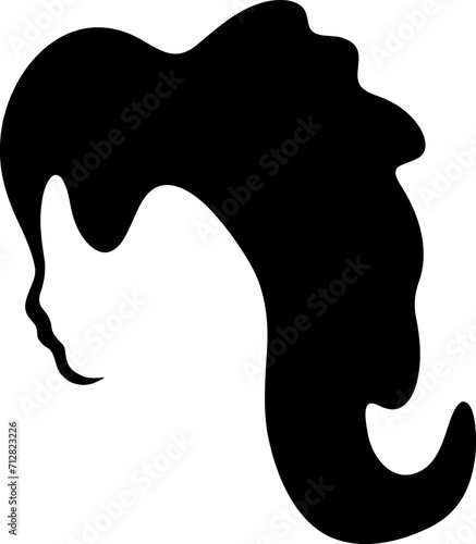 Hairstyle silhouette illustration. Woman hair design element.