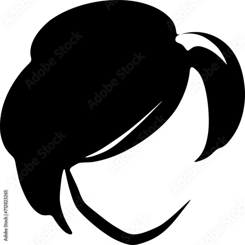 Hairstyle silhouette illustration. Woman hair design element.
