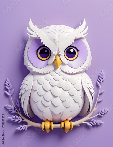 cartoon lavender owl