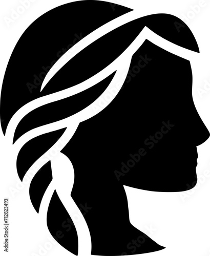 Hairstyle icon silhouette illustration. Woman hair logo
