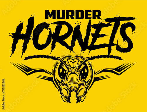 murder hornets design with mascot head for school, college or league sports