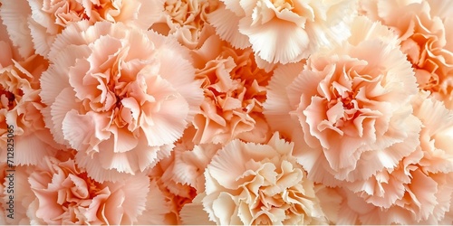 Pink carnations background. Floral texture in peach-pink. 