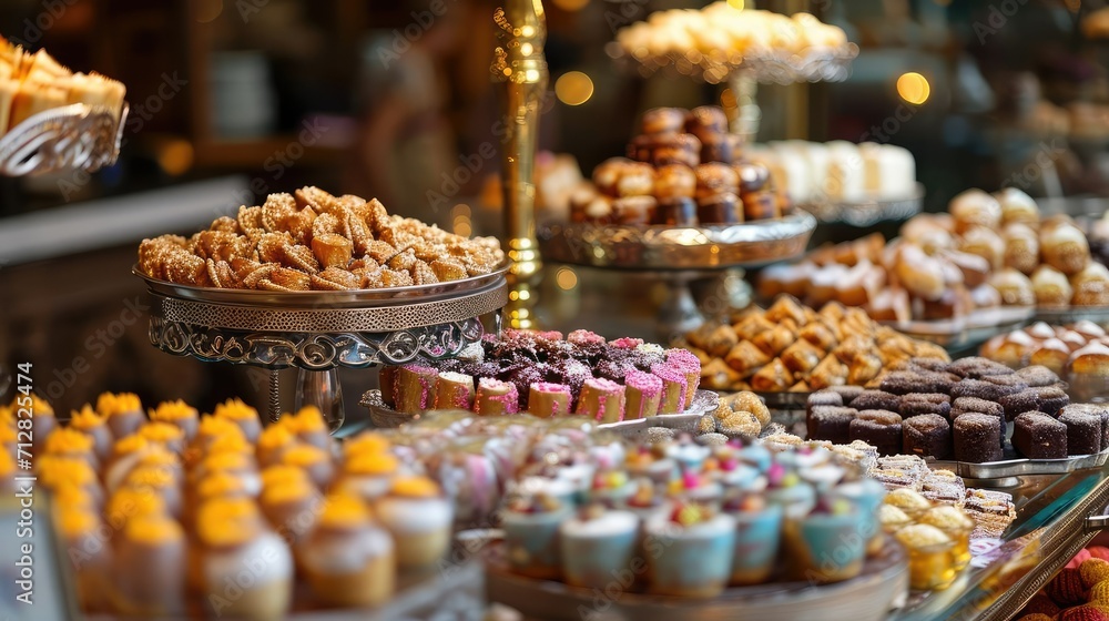 Sweet Ramadan Treats - Tempting Desserts in a Festive Market Setting