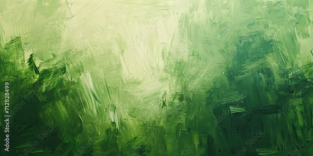Oil paint strokes on wide canvas textured green background decorating art painting illustration, generated ai	
 - obrazy, fototapety, plakaty 