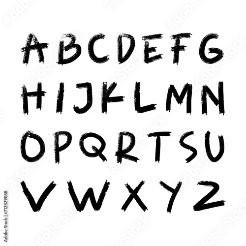 Alphabet Grunge Brush Stroke Font. Its Eps File, Easy To Edit.