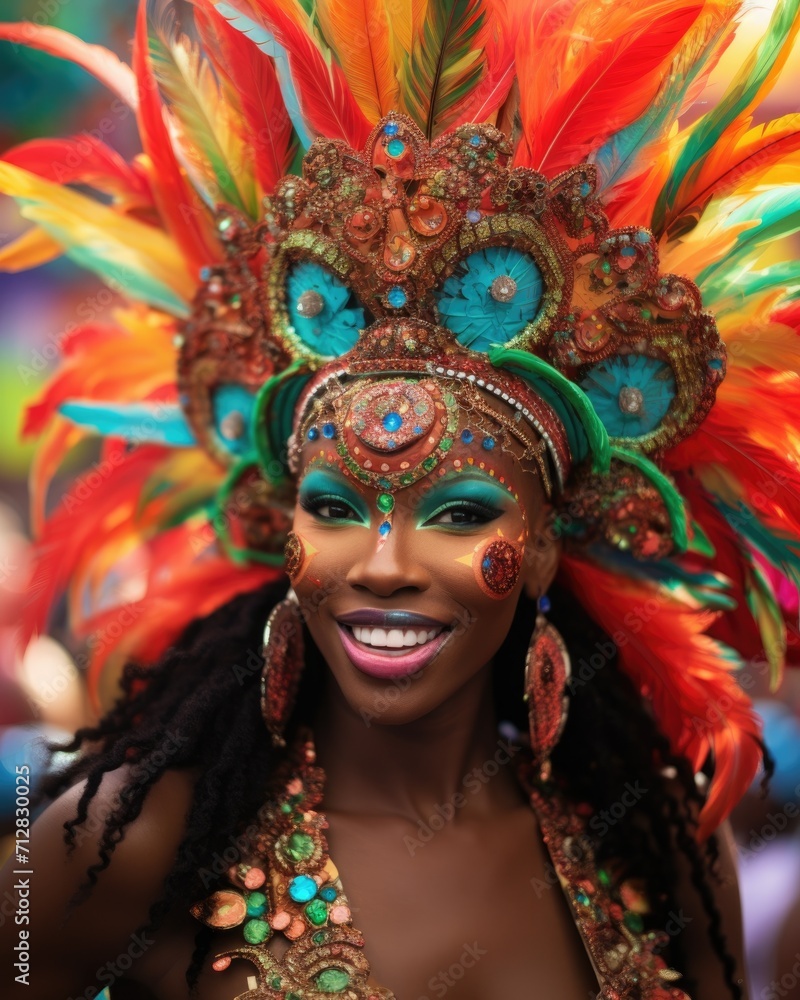 Carnival participant with a joyful expression. Carnival participant with a joyful expression.