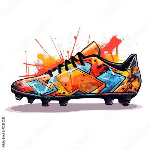 soccer shoes image design with PNG tranparent background. vector style soccer shoes illustration design for stickers, t-shirts and others. Generative Ai