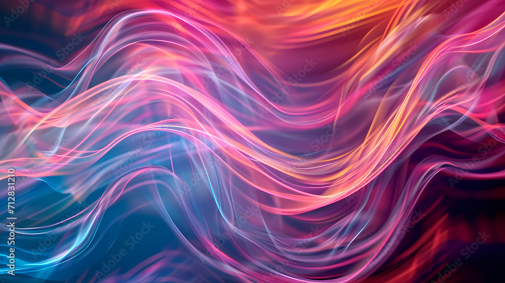 Obraz premium digital art illustration of translucent energy wave lines in a dynamic pattern background