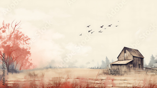 Farmhouse vintage rustic illustration background