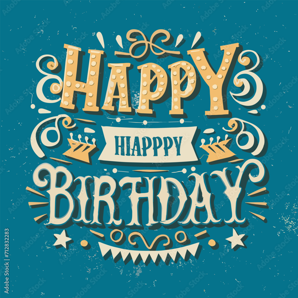 Happy birthday illustration poster