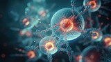 A breathtaking animation showcasing the versatile capabilities of stem cells, from repairing damaged to regenerating missing limbs, in a world filled with endless possibilities for healing